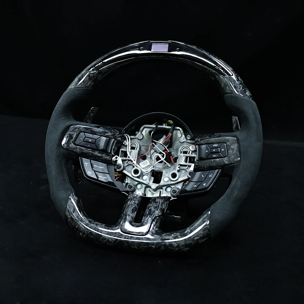 Forged Carbon Fiber Fit For Ford Mustang Customized LED Steering Wheel 2015-2022