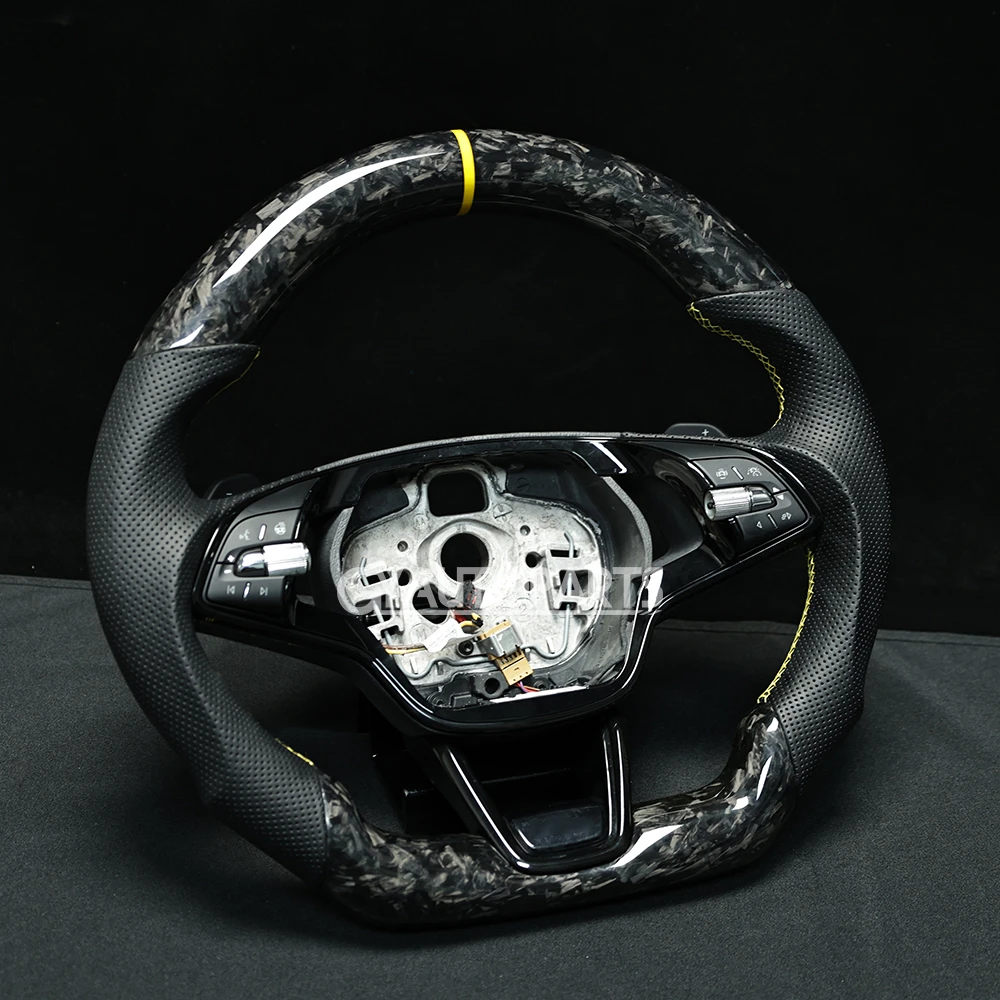 For Skoda Forged Carbon Fiber Steering Wheel  VRS 2020 Octavia A8 MK4 ENYAQ IV RS 2021 Karoq