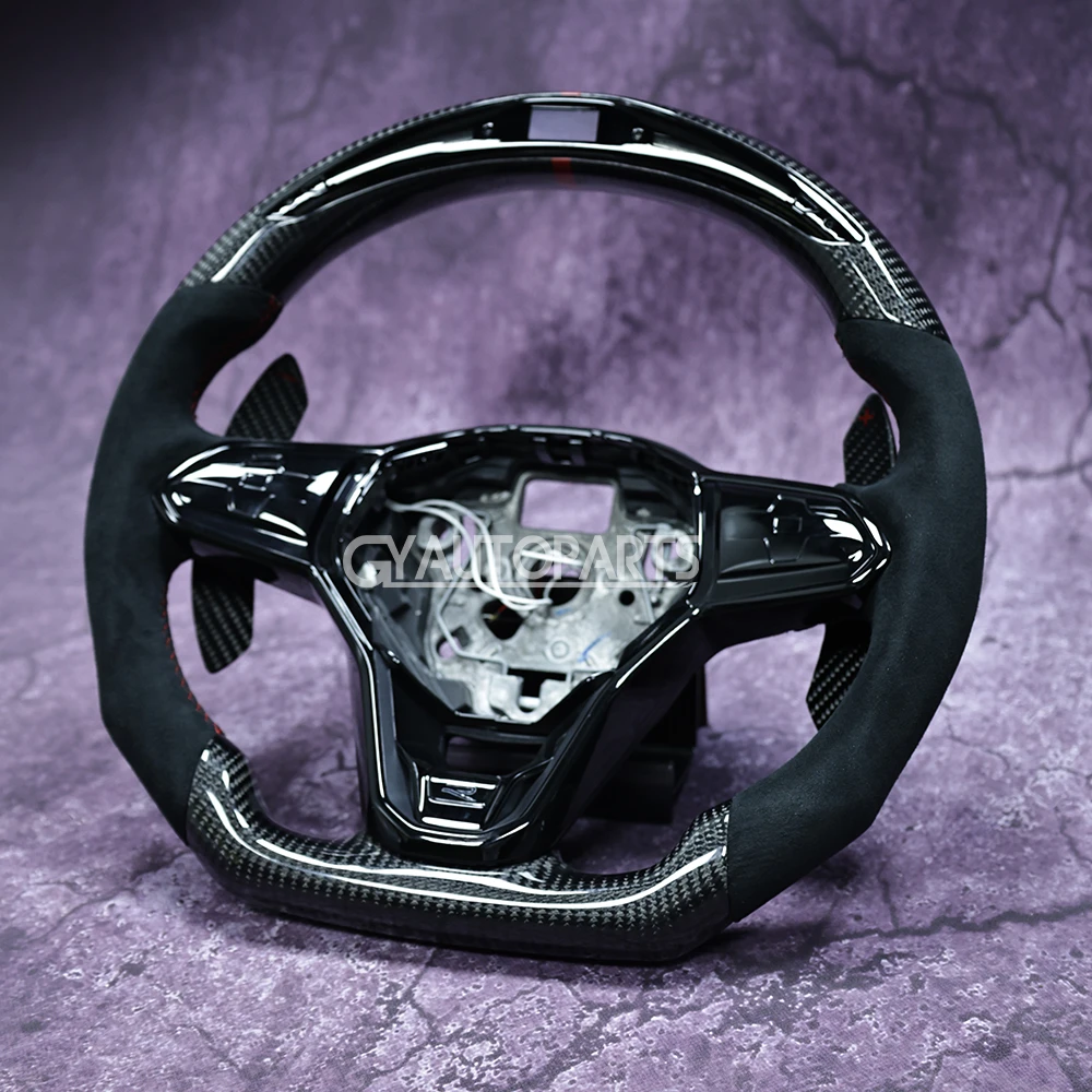 Carbon Fiber Customized LED Steering Wheel Fit For VW MK8 GTI Polo GTS R Line 2018-2024