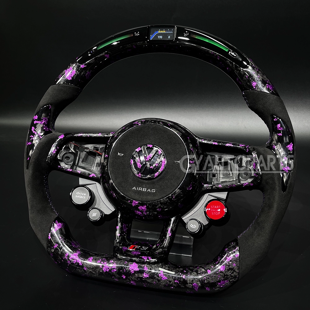 carbon fiber led steering wheel for vw golf 7 mk7 mk7.5 r gti gtd gte gts german tricolor leather (copy)