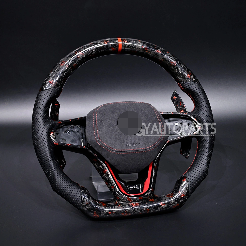steering wheel fit for vw mk8 gti polo gts r line 2018 2025 forged carbon fiber