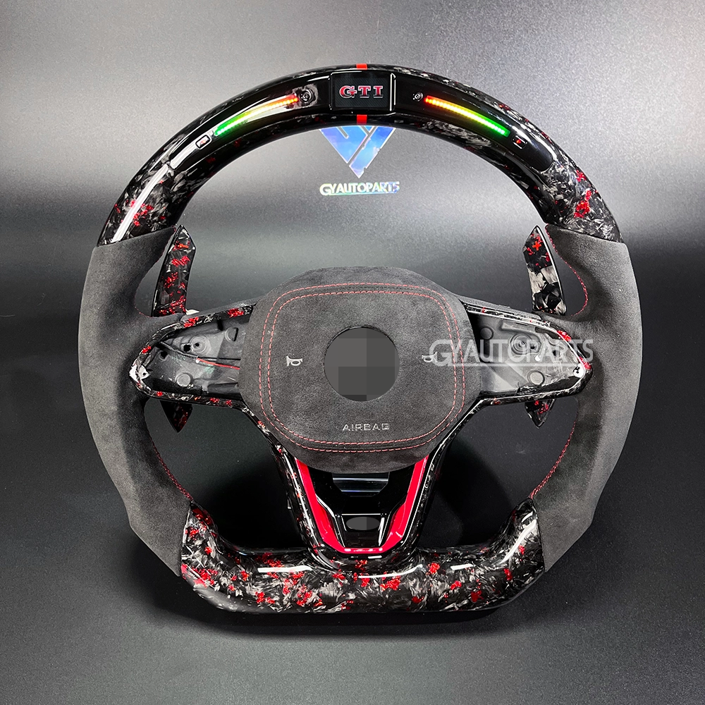 led forged carbon fiber steering wheel fit for vw mk8/8.5 gti polo gts r line