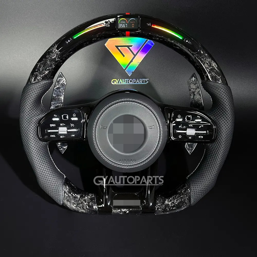 led&alcantara forged carbon fiber steering wheel for mercedes benz amg c63 e63 a/c/e class w212 w205 w204 w213 assembly upgrade